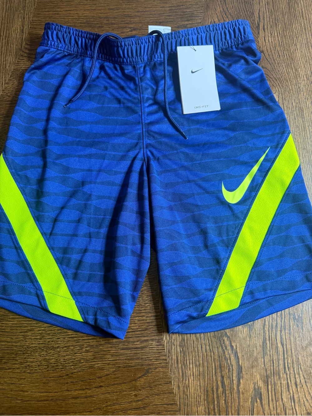 Nike Blue & Volt Dri-FIT Athletic Shorts men size XS